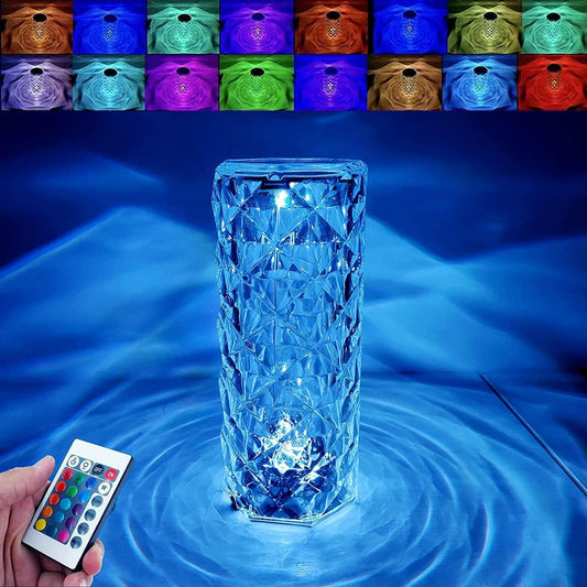 16 Color Changing Rose Crystal Table Lamp